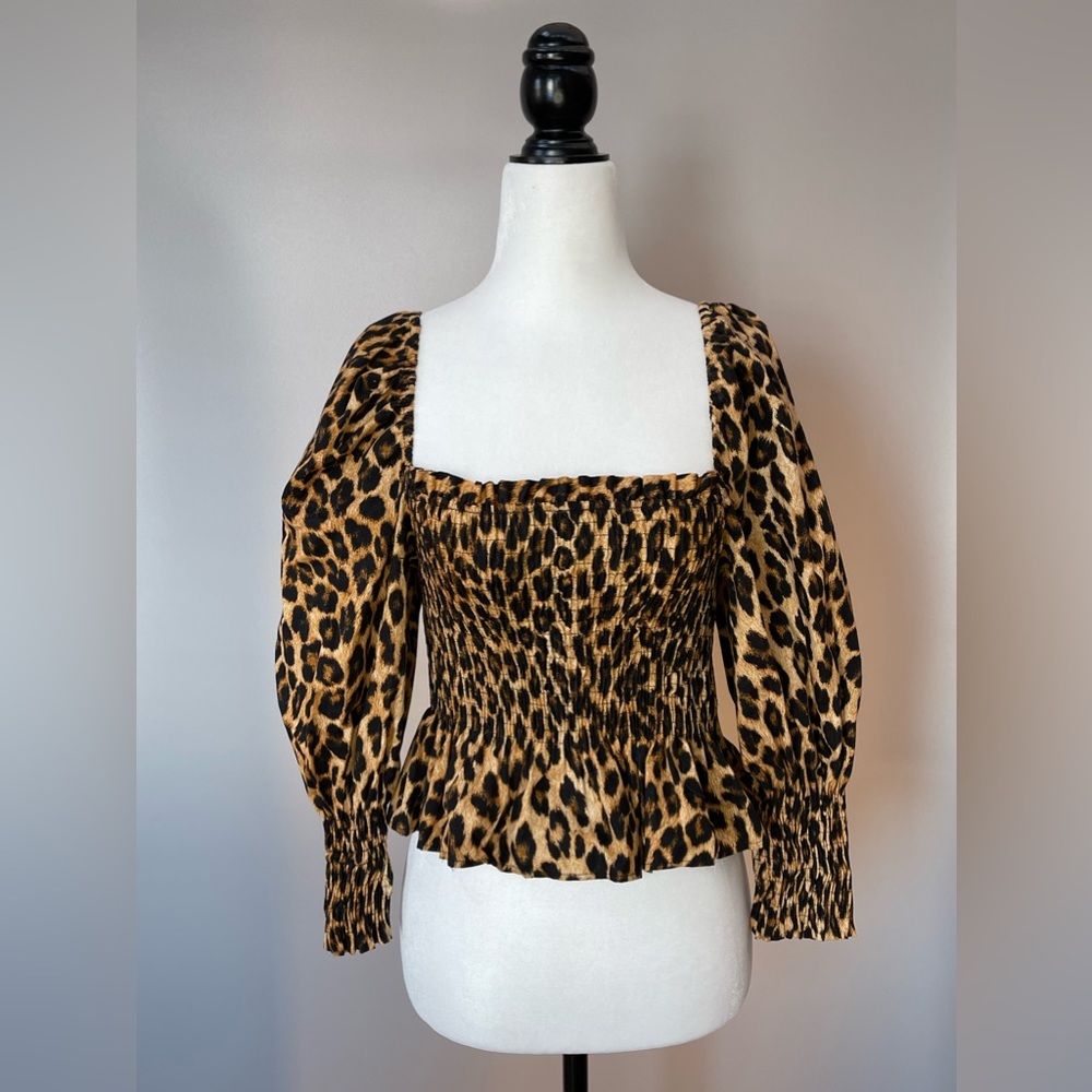 Zara leopard print square neck blouse excellent condition only worn once